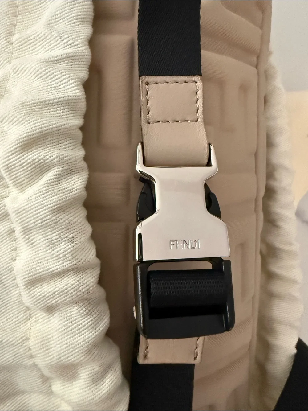 Fendi Cream Embossed FF Crossbody Belt Bag - Picture 7 of 7